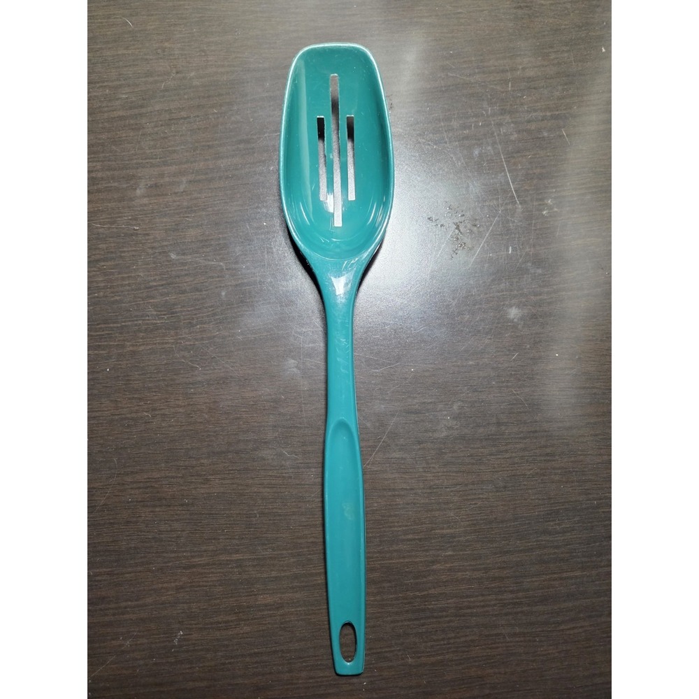 Vintage Foley #1 Green Nylon Plastic Slotted Spoon 11" 3 Slots‎